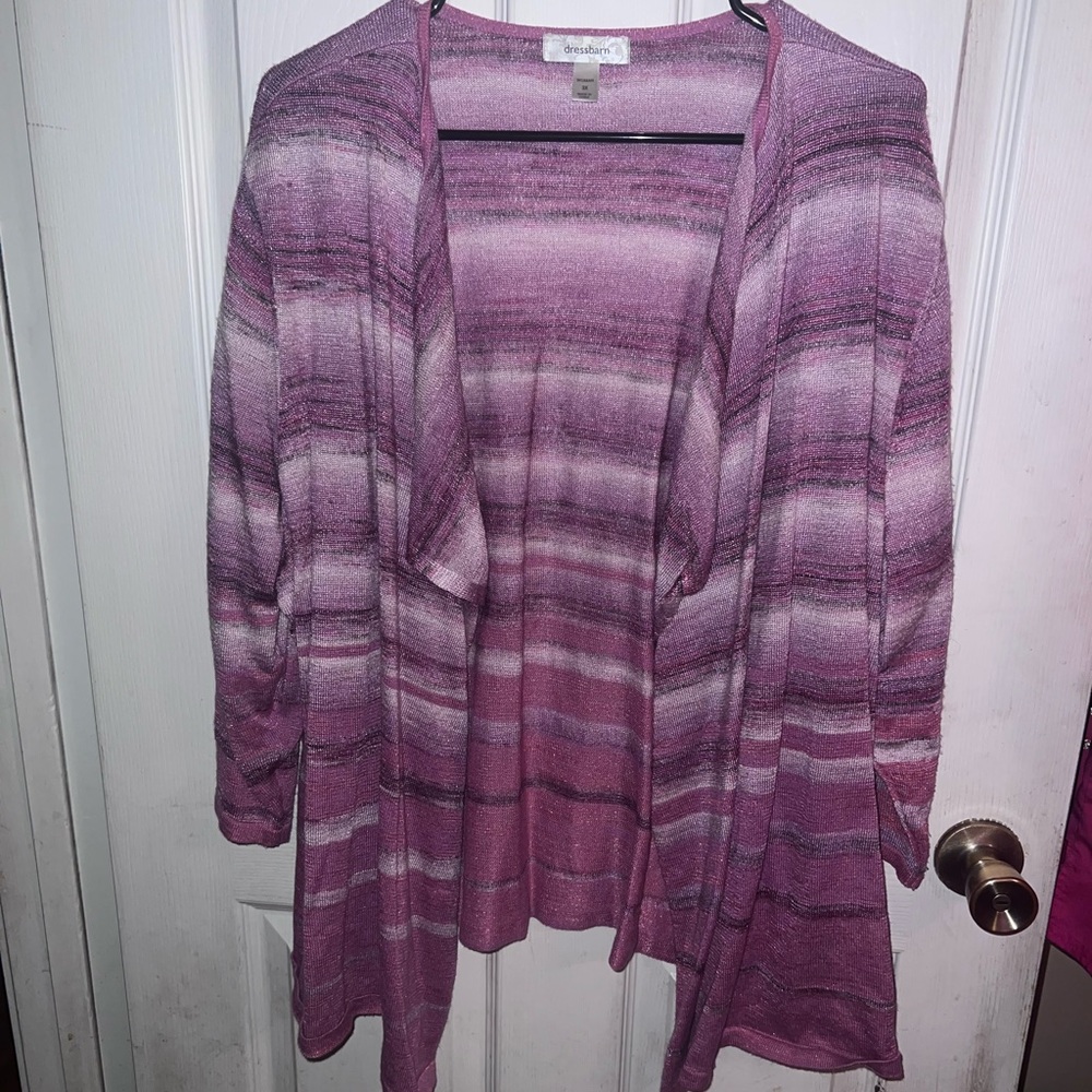 Purple and grey striped cardigan size 3x